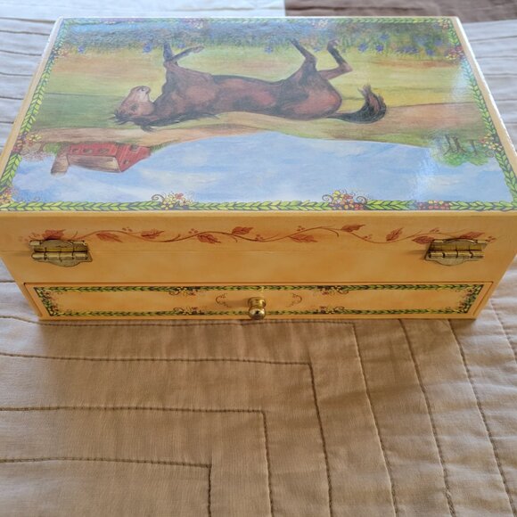 Reeves Enchantments Horse Mirrored Lid Jewelry Box with 4 Lower Drawers - Picture 4 of 9